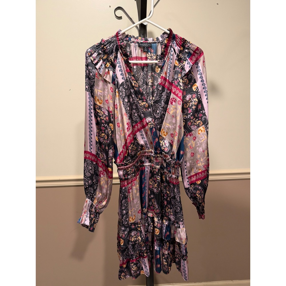 Current Air Los Angeles Patchwork Floral Paisley Mini Dress Multi Color Medium